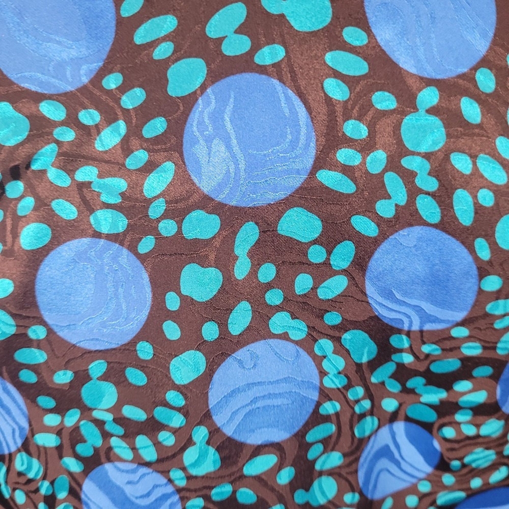 Vintage 80s Silk Abstract Art Skirt Set Blue Jacquard‎ M 10 Tracksuit Maximalist - Picture 4 of 8